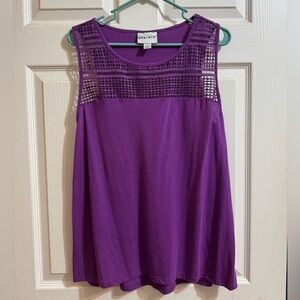 NWOT Ava & Viv Vibrant Purple Crochet Detail Top